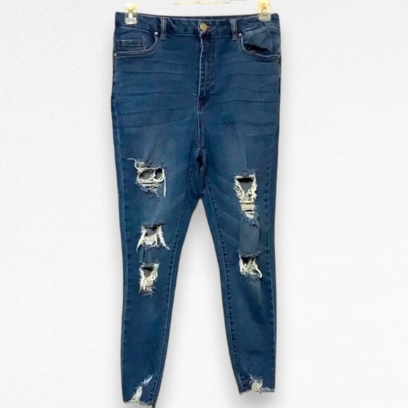 refuge Denim - Distressed High-Rise Jeans